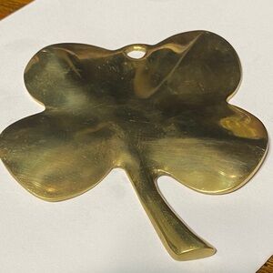 Large lucky brass shamrock Clover 4” x 3 1/2”